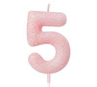 mciskin - Candele glitterate da 5 candele per il compleanno della ragazza, candele rosa numero 5 per la torta, decorazioni rosa per il 5° compleanno per ragazza e ragazzo, decorazioni per torte e
