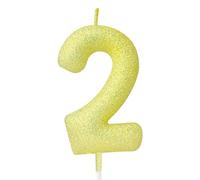 mciskin Candele Limone-Giallo Numero 2 per Torta, Candele Glitter Macaron 2 per Compleanno Ragazza, Decorazioni per 2° Compleanno per Ragazza e Ragazzo, Decorazioni Limone-Giallo per Cupcake e Torta