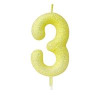 mciskin Candele Limone-Giallo Numero 3 per Torta, Candele Glitter Macaron 3 per Compleanno Ragazza, Decorazioni per 3° Compleanno per Ragazza e Ragazzo, Decorazioni per Torta e Cupcake Limone-Giallo