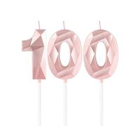 mciskin Candele Oro Rosa per 100° Compleanno, Decorazioni per 100° Compleanno per Donne, Candela 3D Numero 100 per Torta, Candele Oro Rosa Decorazione per Torta per Lei Donne Decorazioni per Feste