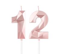 mciskin Candele per 12° compleanno,3D numero 12 per torta,decorazioni per il 12° compleanno delle ragazze, oro rosa,12 candele decorazione per torta per ragazze lei feste di compleanno, decorazioni