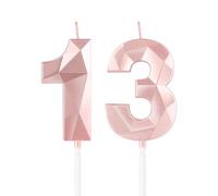 mciskin Candele per 13° compleanno,3D numero 13 per torta,decorazioni per il 13° compleanno delle ragazze, oro rosa,13 candele decorazione per torta per ragazze lei feste di compleanno, decorazioni