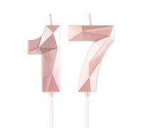 mciskin Candele per 17° compleanno,3D numero 17 per torta,decorazioni per il 17° compleanno delle ragazze, oro rosa,17 candele decorazione per torta per ragazze lei feste di compleanno, decorazioni