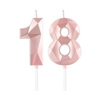 mciskin Candele per 18° compleanno,3D numero 18 per torta,decorazioni per il 18° compleanno delle ragazze, oro rosa,18 candele decorazione per torta per ragazze lei feste di compleanno, decorazioni