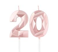 mciskin Candele per 20° compleanno,3D numero 20 per torta,decorazioni per il 20° compleanno delle ragazze, oro rosa,20 candele decorazione per torta per ragazze lei feste di compleanno, decorazioni