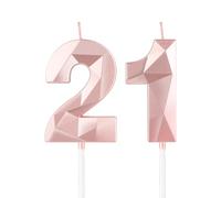 mciskin Candele per 21° compleanno,3D numero 21 per torta,decorazioni per il 21° compleanno delle ragazze, oro rosa,21 candele decorazione per torta per ragazze lei feste di compleanno, decorazioni