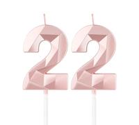 mciskin Candele per 22° compleanno,3D numero 22 per torta,decorazioni per il 22° compleanno delle ragazze, oro rosa,22 candele decorazione per torta per ragazze lei feste di compleanno, decorazioni