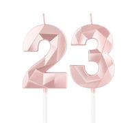 mciskin Candele per 23° compleanno,3D numero 23 per torta,decorazioni per il 23° compleanno delle ragazze, oro rosa,23 candele decorazione per torta per ragazze lei feste di compleanno, decorazioni