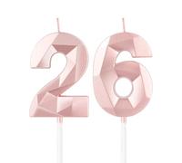 mciskin Candele per 26° compleanno,3D numero 26 per torta,decorazioni per il 26° compleanno delle ragazze, oro rosa,26 candele decorazione per torta per ragazze lei feste di compleanno, decorazioni