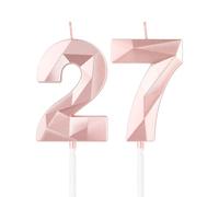 mciskin Candele per 27° compleanno,3D numero 27 per torta,decorazioni per il 27° compleanno delle ragazze, oro rosa,27 candele decorazione per torta per ragazze lei feste di compleanno, decorazioni