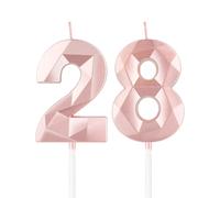mciskin Candele per 28° compleanno,3D numero 28 per torta,decorazioni per il 28° compleanno delle ragazze, oro rosa,28 candele decorazione per torta per ragazze lei feste di compleanno, decorazioni