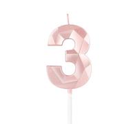 mciskin Candele per 3° compleanno,3D numero 3 per torta,decorazioni per il 3° compleanno delle ragazze, oro rosa,3 candele decorazione per torta per ragazze lei feste di compleanno, decorazioni