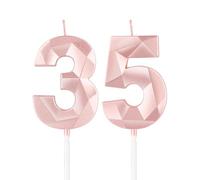 mciskin Candele per 35° compleanno,3D numero 35 per torta,decorazioni per il 35° compleanno delle ragazze, oro rosa,35 candele decorazione per torta per ragazze lei feste di compleanno, decorazioni