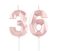 mciskin Candele per 36° compleanno,3D numero 36 per torta,decorazioni per il 36° compleanno delle ragazze, oro rosa,36 candele decorazione per torta per ragazze lei feste di compleanno, decorazioni