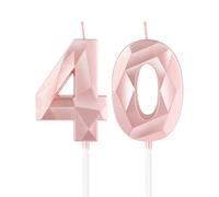 mciskin Candele per 40° compleanno,3D numero 40 per torta,decorazioni per il 40° compleanno delle ragazze, oro rosa,40 candele decorazione per torta per ragazze lei feste di compleanno, decorazioni