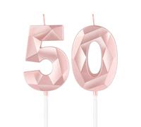 mciskin Candele per 50° compleanno,3D numero 50 per torta,decorazioni per il 50° compleanno delle ragazze, oro rosa,50 candele decorazione per torta per ragazze lei feste di compleanno, decorazioni