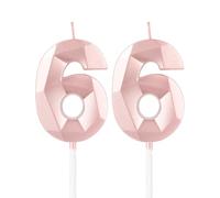 mciskin Candele per 66° compleanno,3D numero 66 per torta,decorazioni per il 66° compleanno delle ragazze, oro rosa,66 candele decorazione per torta per ragazze lei feste di compleanno, decorazioni