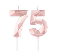 mciskin Candele per 75° compleanno,3D numero 19 per torta,decorazioni per il 75° compleanno delle donne, oro rosa,75 candele decorazione per torta per ragazze lei feste di compleanno, decorazioni