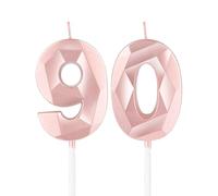 mciskin Candele per 90° compleanno,3D numero 90 per torta,decorazioni per il 90° compleanno delle ragazze, oro rosa,90 candele decorazione per torta per ragazze lei feste di compleanno, decorazioni