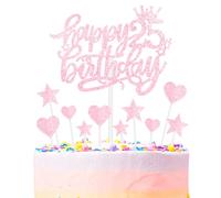 mciskin Rosa tutto il meglio per il 25° compleanno, decorazione per torta e cupcake, decorazione per il 25° compleanno di ragazze e donne, decorazione per torta e cupcake rosa per il 25° compleanno