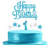 mciskin Set di candele di compleanno blu, decorazioni per il primo compleanno di ragazzo, candela numero 1 per torta, candele blu con stella, per ragazze e ragazzi, decorazioni per feste di compleanno