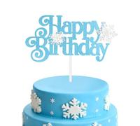 mciskin Topper per torta di compleanno con fiocco di neve, decorazioni di compleanno per ragazze e donne, decorazioni per torte blu glitterate, per feste di compleanno