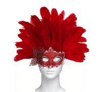 MCJC Maschera in pizzo veneziano con piume, accessorio per costume da martedì grasso