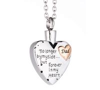 MCJKP Collana con ciondolo a forma di urna per ceneri, con scritta "No longer by my side Forever in My Heart", regalo commemorativo, Acciaio inossidabile