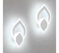 Mckalen 2 Pezzi Applique da Parete Interno LED, 16W 1800LM Lampada da Parete Moderno, Bianca lampada a Muro in Acrilico per Soggiorno Camera da Letto Scale Corridoio,Bianca Fredda 6500K
