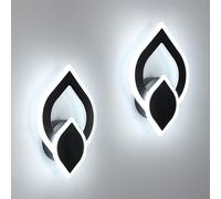 Mckalen 2 Pezzi Applique da Parete Interno LED, 16W 1800LM Lampada da Parete Moderno, Nero lampada a Muro in Acrilico per Soggiorno Camera da Letto Scale Corridoio,Bianca Fredda 6500K