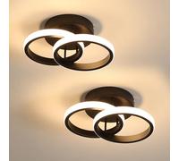 Mckalen 2 Pezzi Plafoniera LED Soffitto Rotondo 22W 2475LM 3000K Ø25CM Nero