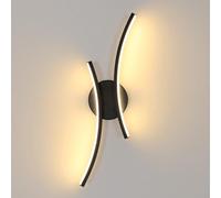 Mckalen Applique da Parete Interno LED, 20W Nero Lampada da Parete Moderna 2250LM, 44.5CM Lampada a Muro LED Creativo Camera da Letto per Bagno Soggiorno Scale Corridoio, Bianco Caldo 3000K