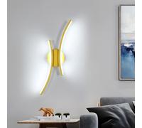 Mckalen Applique da Parete Interno LED, 20W Oro Lampada da Parete Moderna 2250LM, 44.5CM Lampada a Muro LED Creativo Camera da Letto per Bagno Soggiorno Scale Corridoio, Bianco Freddo 6500K