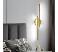 Mckalen Applique da Parete Interno LED, 24W Lampada da Parete Oro Moderna 2700LM, Lampada a Muro Camera da Letto Luce Bianco Freddo 6500K per Bagno Lampada Soggiorno Scale Corridoio, 60CM
