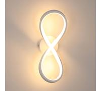 Mckalen Applique da Parete Interno LED, Bianco Lampada da Parete Moderno 20W 2250LM, Lampada a Muro Disegno della Curva Bianco Caldo 3000K per Camera da Letto Soggiorno Corridoio Scale