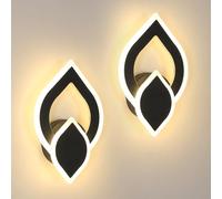 Mckalen Applique da Parete Interno LED Nero, 2 Pezzi 16W 1800LM Lampada da Parete Camera da Letto, Lampada LED da Muro Moderno Cucina per Bagno Soggiorno Scale Corridoio, Luce Bianca Calda 3000K