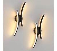 Mckalen Applique da Parete LED 2 Pezzi, 20W Nero Lampada da Parete Moderna 2250LM, 44.5CM Lampada a Muro LED Creativo Camera da Letto per Bagno Soggiorno Scale Corridoio, Bianco Caldo 3000K