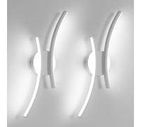 Mckalen Applique LED da Parete Interno 2 Pezzi, 20W 2250LM Moderno Lampada da Parete LED, 44.5CM Bianco Lampada a Muro per Camera da Letto Bagno Soggiorno Scale Corridoio, Bianco Freddo 6500K