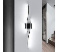 Mckalen Applique LED da Parete Interno, 89CM 27W 3035LM Lampada LED da Muro Lunga Nero, Moderno Lampada da Parete LED Creativo per Camera da Letto Soggiorno Scale Corridoio, Bianco Freddo 6500K