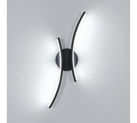 Mckalen Lampada da parete a LED moderna, 20 W, 2250 lm, lampada da parete a LED nero, decorazione da parete per camera da letto, corridoio, soggiorno, scale, luce bianca fredda 6500 K