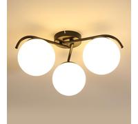 Mckalen Lampada da Soffitto Nero, E27 Plafoniera da Soffitto a Semi-incasso in Vetro, Metallo Lampadario Moderno per Camera da Letto Soggiorno Cucina Sala da Pranzo Corridoio (Lampadine Escluse)