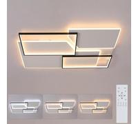 Mckalen Lampadario LED Soffitto Dimmerabile, 80W 9000LM Plafoniera LED con Telecomando 3000K-6500K, Nero e Bianco Quadrata per Camera da Letto Cucina Soggiorno Corridoio, 110CM