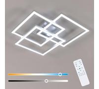 Mckalen Lampadario LED Soffitto Dimmerabile, Plafoniera LED Soffitto con Telecomando 40W 5400LM, Moderno Lampada da ED Argenteo Quadrata 3000K-6500K per Soggiorno Camera da Letto Cucina, 62CM