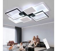 Mckalen Plafoniera LED da Soffitto 110CM, 72W 8100LM Lampada Dimmerabile con Telecomando, 3000K-6000K, per Camera da Letto, Cucina, Soggiorno, Studio, Nero+Bianco