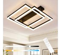 Mckalen Plafoniera LED Dimmerabile, 42W 4725LM Lampada da Soffitto con Telecomando, 3000K-6500K, Moderno Quadrato Lampadario in Alluminio per Cucina Camera da Letto, 50CM, Nero