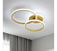 Mckalen Plafoniera LED Soffitto 42W 4700LM, Oro Lampada LED Soffitto Moderna, Lampadario Soffitto Rotondo in Acrilico per Soggiorno Camera da Letto Cucina, Bianco Freddo 6500K
