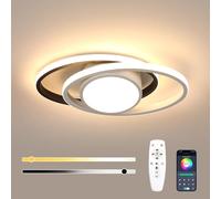 Mckalen Plafoniera LED Soffitto Dimmerabile, 39W 4387LM Moderna Lampadario Soffitto, con Telecomando/APP 3000K-6500K, Creativo Ovale LED Plafoniara per Soggiorno Camera da Letto Corridoio, 38.5CM