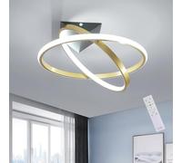 Mckalen Plafoniera LED Soffitto Moderna, 32W 3600LM Lampada Dimmerabile con Telecomando 3000K-6500K, Ruotabile 360° Lampadario Moderno per Camera da Letto Soggiorno Cucina, Ø41CM, Oro