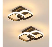 Mckalen Plafoniera LED Soffitto Moderno, 2 Pezzi 22W 2475LM Lampadario LED Nero, Lampada da Soffitto per Camera da Letto Soggiorno Corridoio Cucina, Bianco Caldo 3000K