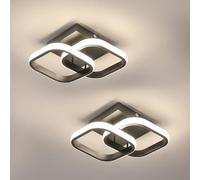 Mckalen Plafoniera LED Soffitto Moderno, 2 Pezzi 22W 2475LM Lampadario LED Soffitto Nero, Lampada da Soffitto Soggiorno per Camera da Letto Corridoio Cucina, Luce Neutra 4500K